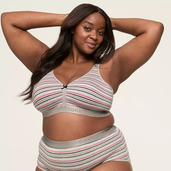 Cacique Gray Full Coverage Adjustable Straps Wire Free T-Shirt Bra Size 40D - Picture 1 of 8